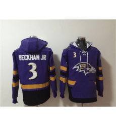 Men Baltimore Ravens 3 Odell Beckham Jr  Ageless Must Have Lace Up Pullover Hoodie