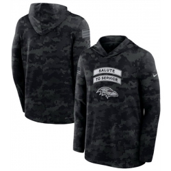 Men Baltimore Ravens Black 2026 Salute to Service Sideline Lightweight Hoodie Dri FIT Long Sleeve Top