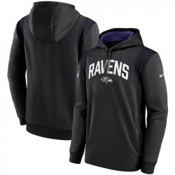 Men Baltimore Ravens Black Sideline Stack Performance Pullover Hoodie 001