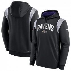 Men Baltimore Ravens Black Sideline Stack Performance Pullover Hoodie 002