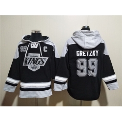 Men Los Angeles Kings 99 Wayne Gretzky Black Ageless Must Have Lace Up Pullover Hoodie