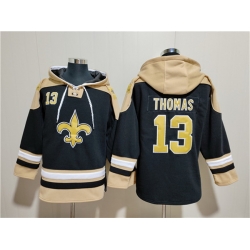 Men New Orleans Saints 13 Michael Thomas Black Ageless Must Have Lace Up Pullover Hoodie