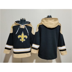 Men New Orleans Saints Blank Black Ageless Must Have Lace Up Pullover Hoodie