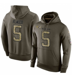 NFL Nike Baltimore Ravens 5 Joe Flacco Green Salute To Service Mens Pullover Hoodie