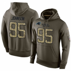 NFL Nike Carolina Panthers 95 Charles Johnson Green Salute To Service Mens Pullover Hoodie