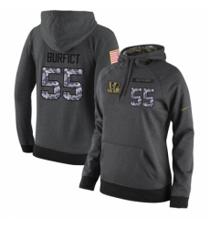 NFL Womens Nike Cincinnati Bengals 55 Vontaze Burfict Stitched Black Anthracite Salute to Service Player Performance Hoodie