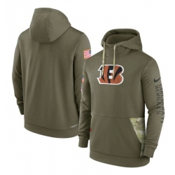 Men Cincinnati Bengals 2022 Olive Salute To Service Therma Performance Pullover Hoodie