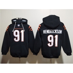 Men Cincinnati Bengals 91 Trey Hendrickson Black Pullover Hoodie