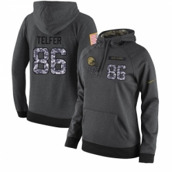 NFL Womens Nike Cleveland Browns 86 Randall Telfer Stitched Black Anthracite Salute to Service Player Performance Hoodie