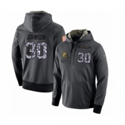 Football Mens Cleveland Browns 30 DErnest Johnson Stitched Black Anthracite Salute to Service Player Performance Hoodie