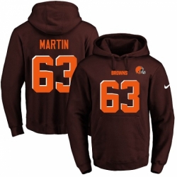 NFL Mens Nike Cleveland Browns 63 Marcus Martin Brown Name Number Pullover Hoodie