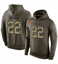 NFL Nike Cleveland Browns 22 Tramon Williams Green Salute To Service Mens Pullover Hoodie