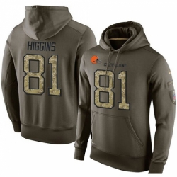 NFL Nike Cleveland Browns 81 Rashard Higgins Green Salute To Service Mens Pullover Hoodie