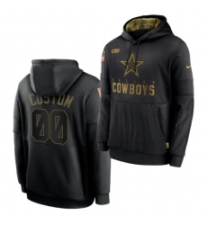 Men Custom Men Dallas Cowboys 2020 Salute To Service Black Sideline Performance Pullover Hoodie