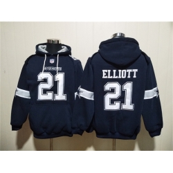 Men Dallas Cowboys 21 Ezekiel Elliott Navy Ageless Must Have Lace Up Pullover Hoodie