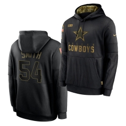 Men Dallas Cowboys 54 Jaylon Smith 2020 Salute To Service Black Sideline Performance Pullover Hoodie