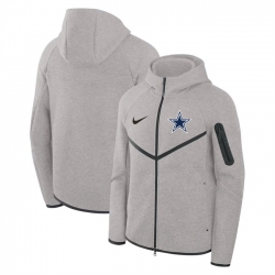 Men Dallas Cowboys Gray Tech Fleece Full Zip Windrunner Hoodie
