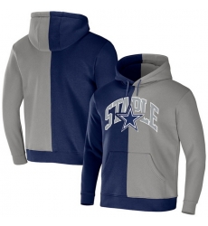 Men Dallas Cowboys Navy Grey Split Logo Pullover Hoodie