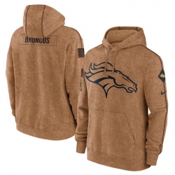 Men Denver Broncos 2023 Brown Salute To Service Pullover Hoodie