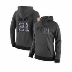 Football Womens Detroit Lions 21 Tracy Walker Stitched Black Anthracite Salute to Service Player Performance Hoodie