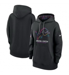 Women Detroit Lions Black 2024 Crucial Catch Club Pullover Hoodie