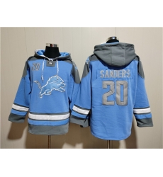 Men Detroit Lions 20 Barry Sanders Blue Ageless Must Have Lace Up Pullover Hoodie