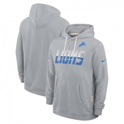 Men Detroit Lions Gray Sideline Standard Issue Top Prospect Dri FIT Hoodie