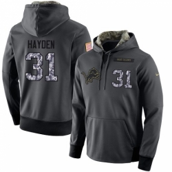 NFL Mens Nike Detroit Lions 31 DJ Hayden Stitched Black Anthracite Salute to Service Player Performance Hoodie