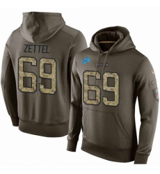 NFL Nike Detroit Lions 69 Anthony Zettel Green Salute To Service Mens Pullover Hoodie