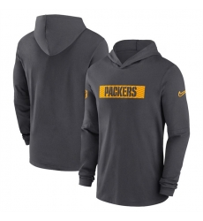 Men Green Bay Packers Charcoal Sideline Performance Hoodie