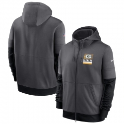 Men Green Bay Packers Nike Sideline Impact Lockup Performance Full Zip Hoodie Charcoal