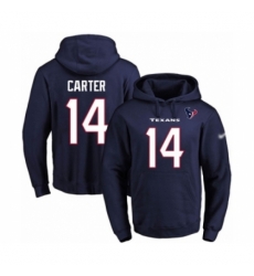 Football Mens Houston Texans 14 DeAndre Carter Navy Blue Name Number Pullover Hoodie