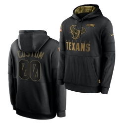 Men Custom Men Houston Texans 2020 Salute To Service Black Sideline Performance Pullover Hoodie