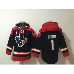 Men Houston Texans 1 Stefon Diggs Navy Ageless Must Have Lace Up Pullover Hoodie