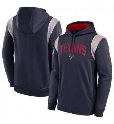 Men Houston Texans Navy Sideline Stack Performance Pullover Hoodie 002