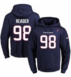 NFL Mens Nike Houston Texans 98 DJ Reader Navy Blue Name Number Pullover Hoodie