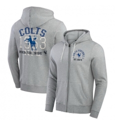 Men Indianapolis Colts Heather Gray Vintage Stripe Full Zip Hoodie Men Indianapolis Colts Heather Gray Vintage Stripe Full Zip Hoodie