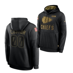 Men Custom Men Kansas City Chiefs 2020 Salute To Service Black Sideline Performance Pullover Hoodie