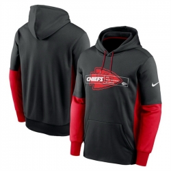 Men Kansas City Chiefs Black Color Block Fleece Performance Pullover Hoodie