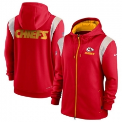 Men Kansas City Chiefs Red Performance Sideline Lockup Full Zip Hoodie