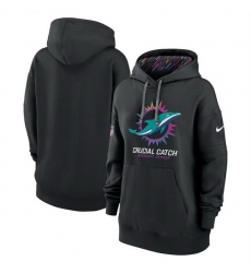 Women Miami Dolphins Black 2024 Crucial Catch Club Pullover Hoodie