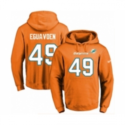 Football Mens Miami Dolphins 49 Sam Eguavoen Orange Name Number Pullover Hoodie