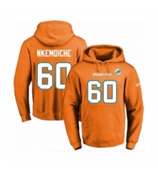 Football Mens Miami Dolphins 60 Robert Nkemdiche Orange Name Number Pullover Hoodie