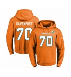 Football Mens Miami Dolphins 70 Julien Davenport Orange Name Number Pullover Hoodie