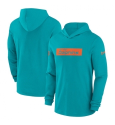 Men Miami Dolphins Aqua Sideline Performance Hoodie