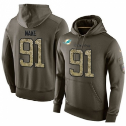 NFL Nike Miami Dolphins 91 Cameron Wake Green Salute To Service Mens Pullover Hoodie