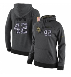 NFL Womens Nike Minnesota Vikings 42 Ben Gedeon Stitched Black Anthracite Salute to Service Player Performance Hoodie