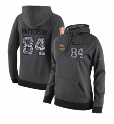 NFL Womens Nike Minnesota Vikings 84 Cordarrelle Patterson Stitched Black Anthracite Salute to Service Player Performance Hoodie