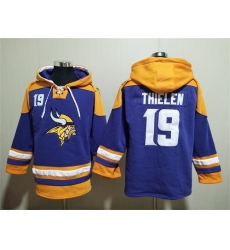 Men Minnesota Vikings 19 Adam Thielen Purple Yellow Ageless Must Have Lace Up Pullover Hoodie