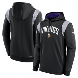 Men Minnesota Vikings Black Sideline Stack Performance Pullover Hoodie 001